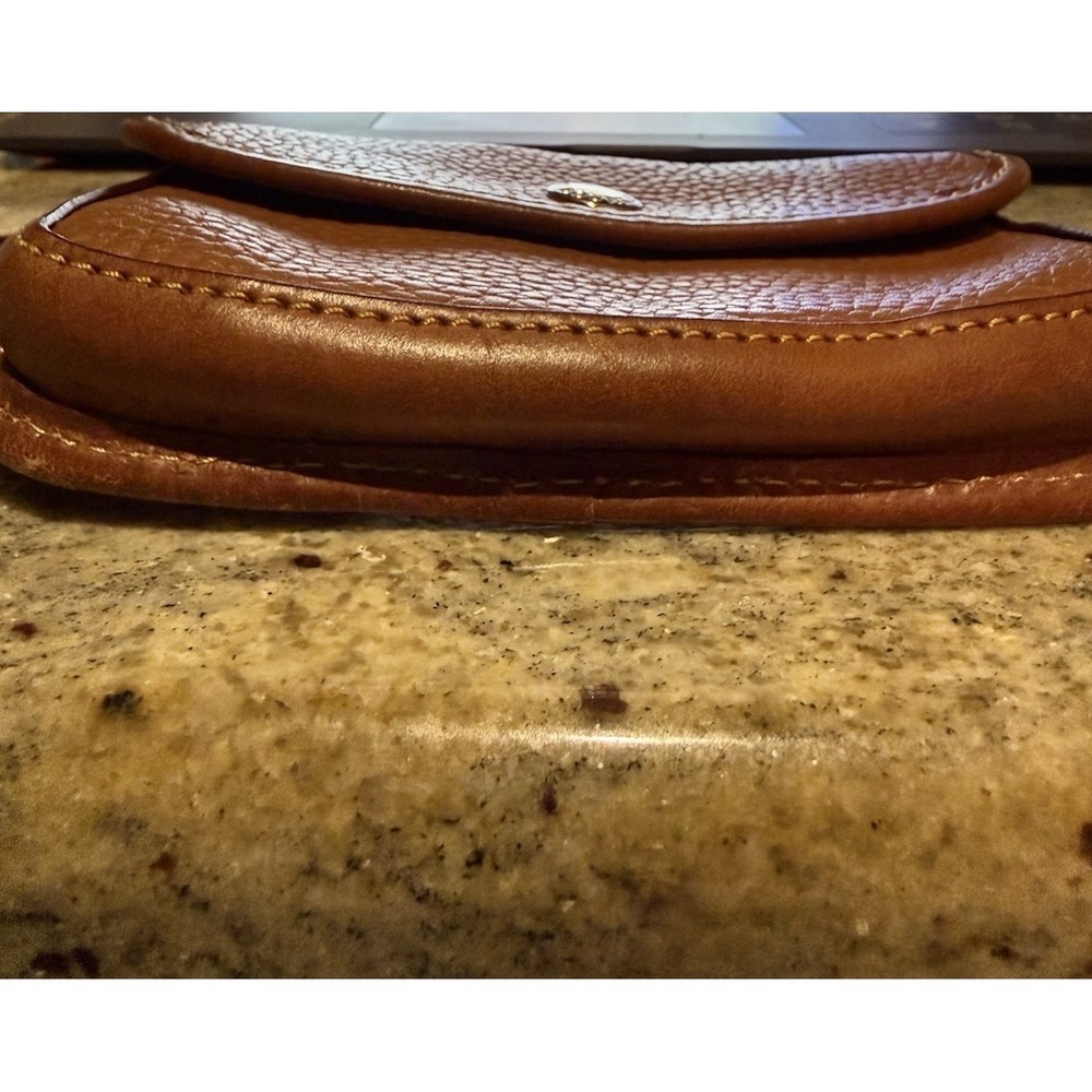 Dooney & Bourke Pebbled Leather Wristlet – Brown Snap Closure Red Lining - Picture 3 of 5